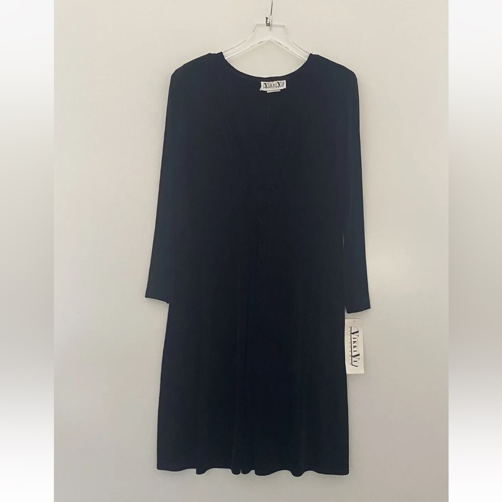 Vikki Vi California‎ Black Stretch Knit Cross Weave Dress Womens Size 16W (535)